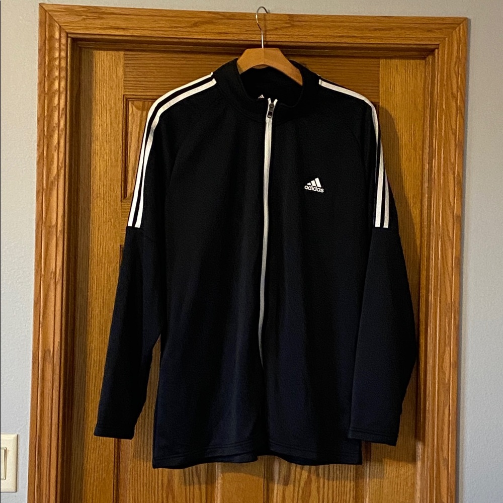 Adidas Black and White Zip-Up Jacket